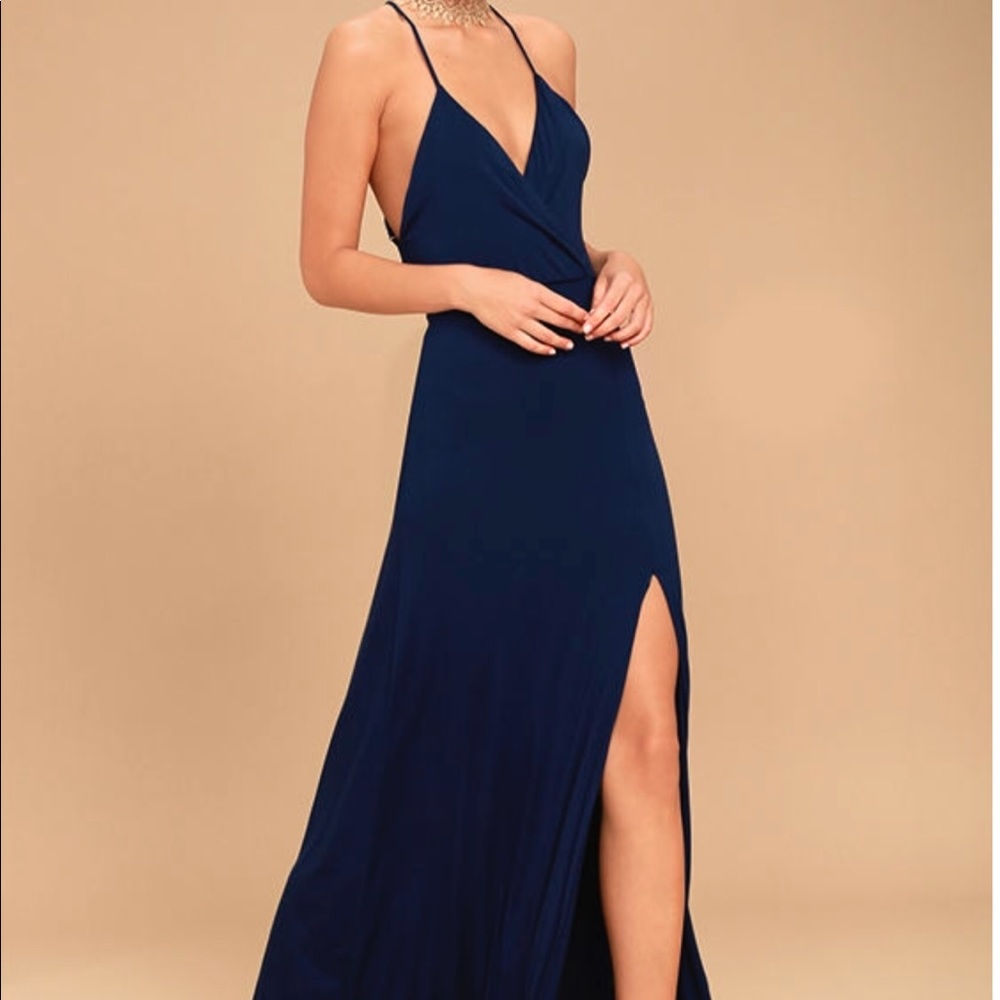 Lulus navy open back dress